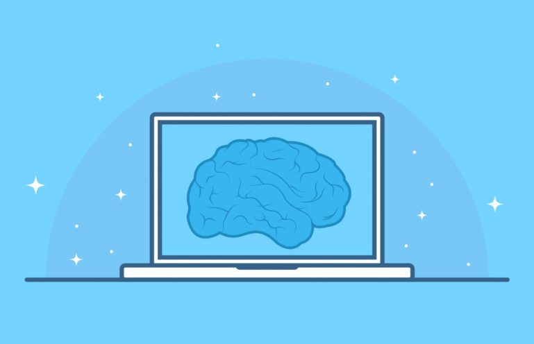 laptop with brain